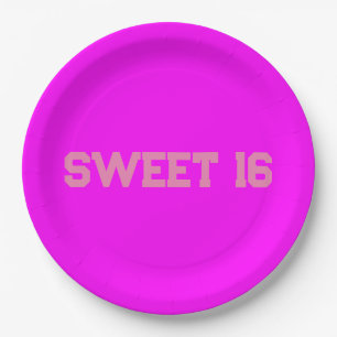 Sweet 16 Pink Magenta Paper Plate
