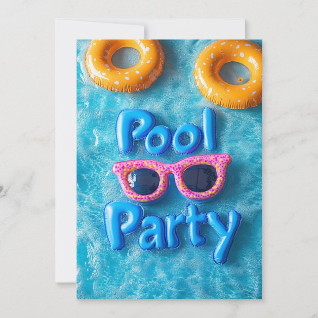  Sweet 16 Pool Party Pink Sunglasses Yellow Tubes Invitation (Front)