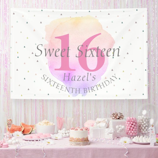 Sweet 16 Pretty Rose Pink Pretty Birthday Party  Banner (Party)