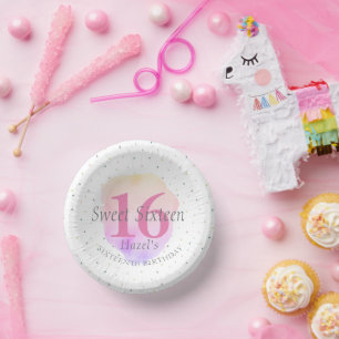 Sweet 16 Pretty Rose Pink Pretty Birthday Party  Paper Plate