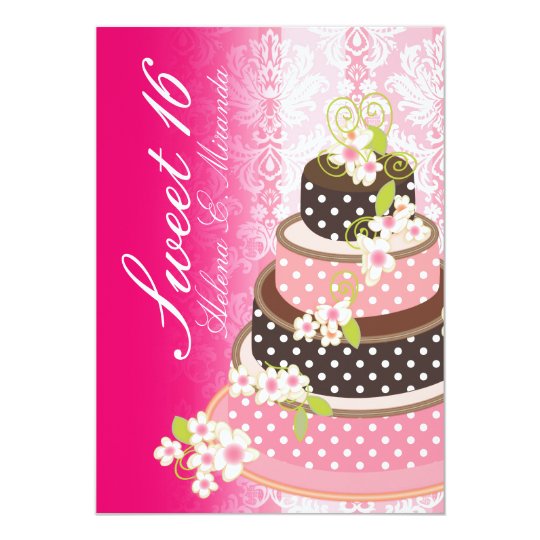 Sweet 16/ princess/4-tier pink chocolate cake card