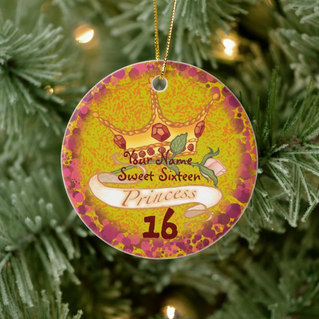 Sweet 16 Princess Birthday custom ornaments (Tree)