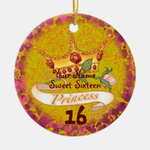 Sweet 16 Princess Birthday custom ornaments