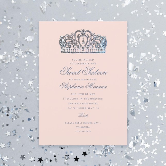 Sweet 16 Princess Crown Milestone Birthday Invitation (Creator Uploaded)