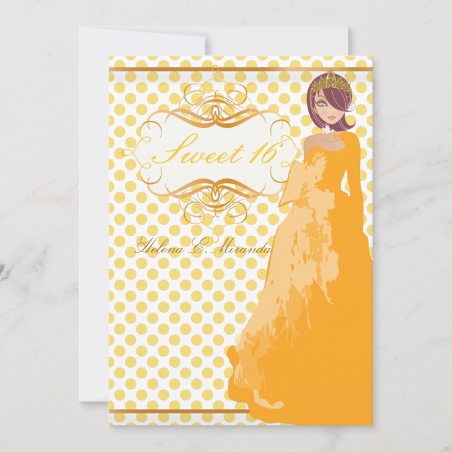 Sweet 16/ princess/polka dots invitation (Front)