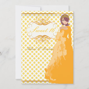 Sweet 16/ princess/polka dots invitation