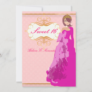 Sweet 16/ princess/polka dots invitation