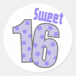 Sweet 16 (Purple Dots And Stars) Classic Round Sticker