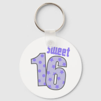 Sweet 16 (Purple Dots And Stars) Key Ring