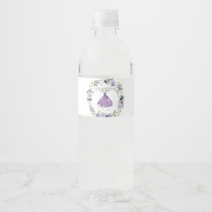 Sweet 16 Purple Floral Dress Water Bottle Label