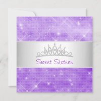 Sweet 16 Purple Glitter Silver Jewel Tiara Party 1