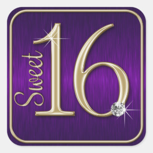 Sweet 16 Purple/Gold Metallic Look Stickers