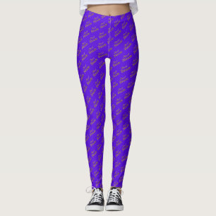 Sweet 16 Purple Gold Typography Pattern Elegant Leggings
