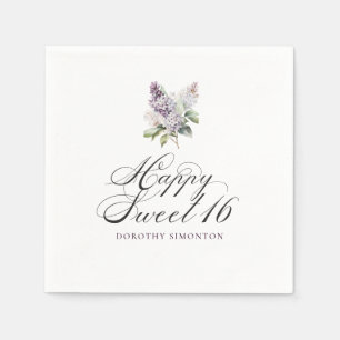 Sweet 16 Purple Lilac Spring Flower Cocktail Napkin
