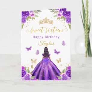 Sweet 16 Purple Princess African American Girl Card
