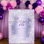 Sweet 16 Purple Silver Winter Wonderland Tiara Invitation<br><div class="desc">Large Size. Purple lilac Silver Sweet 16 Birthday Invitation. Pretty snowflake & tiara design. Please note: All flat images,  They do not have real jewels!</div>