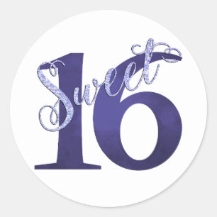 Sweet 16   Purple Violet Faux Glitter Birthday Classic Round Sticker