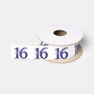 Sweet 16 Purple Watercolor Grunge and Glitter Satin Ribbon