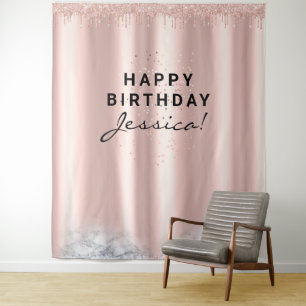 Sweet 16 Quinceañera Birthday Pink Elegant Sleek Tapestry
