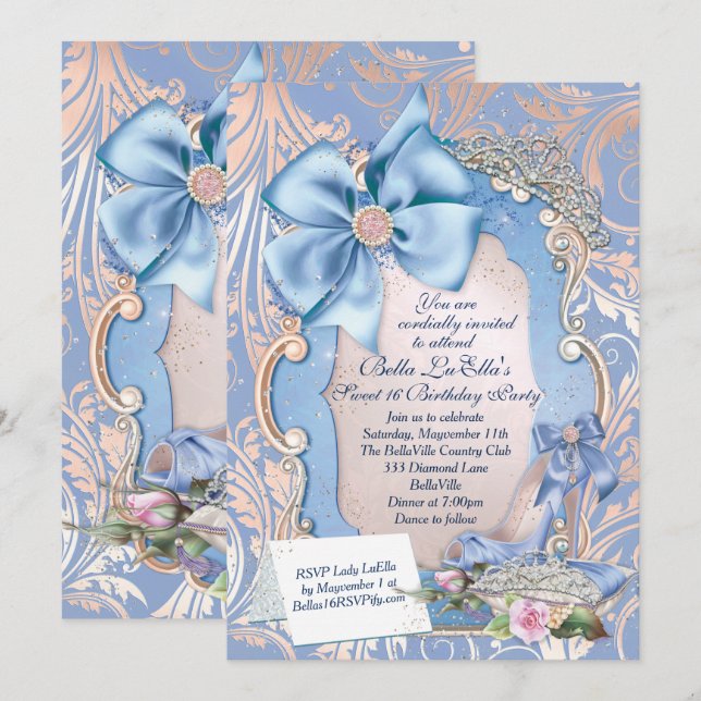 Sweet 16 Quinceanera Party Invitations (Front/Back)