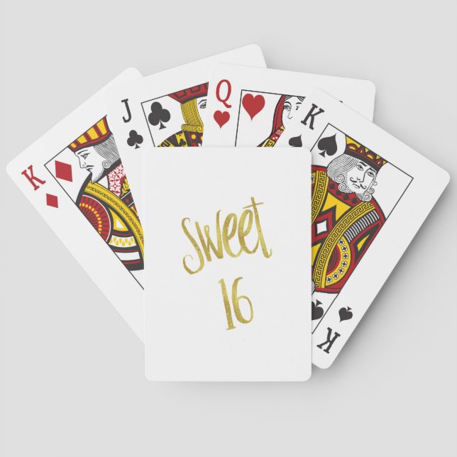 Sweet 16 Quote Faux Gold Glitter Background Playing Cards (Back)