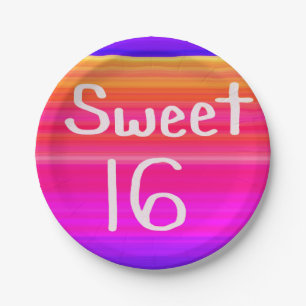 Sweet 16 Rainbow Paper Plate