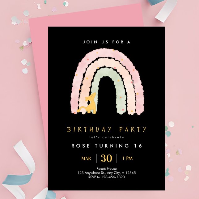 Sweet 16 Rainbow Pastel Birthday Party Invitation  (Creator Uploaded)