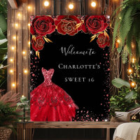 Sweet 16 red black dress florals welcome