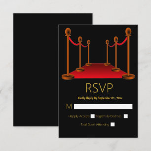 Sweet 16 Red Carpet Hollywood Elegant Birthday   RSVP Card