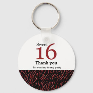 Sweet 16 red glitter key ring