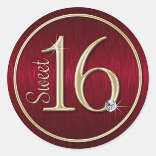 Sweet 16 Red/Gold Envelope Seal Stickers
