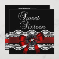Sweet 16 Red Lace Silver Black Leopard Birthday