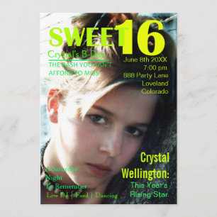 Sweet 16 Rising Star Lime Magazine Cover Invite