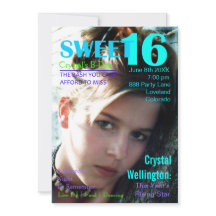 Sweet 16 Rising Star Teal Magazine Cover Invite