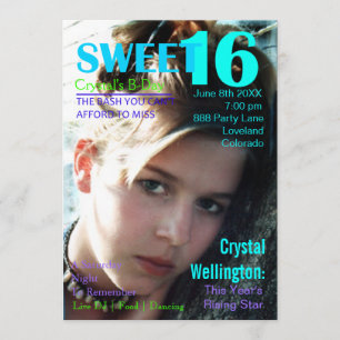 Sweet 16 Rising Star Teal Magazine Cover Invite