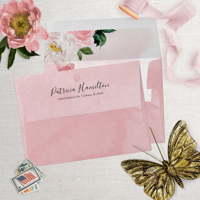 Sweet 16 Rose Gold Blush Watercolor Flowers Envelope (Creator Uploaded)
