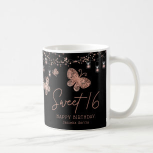 Sweet 16 Rose Gold Butterfly Chic Modern Birthday Coffee Mug