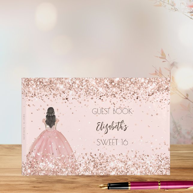 Sweet 16 rose gold dress confetti guest book (Creator Uploaded)