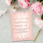Sweet 16 rose gold glitter pink 16th birthday invitation<br><div class="desc">A modern, stylish and glamourous invitation for a girl's Sweet 16, 16th birthday party. A faux rose gold metallic looking background with an elegant faux rose gold glitter drip, paint drip look. The name is written with a modern dark rose gold coloured hand lettered style script. Personalise and add your...</div>
