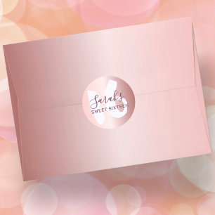 Sweet 16 Rose Gold Metallic Birthday Classic Round Sticker