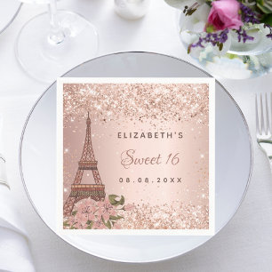 Sweet 16 rose gold Paris Eiffel Tower Napkin