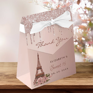 Sweet 16 rose gold Paris thank you Favour Box