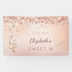 Sweet 16 rose gold pink ballerina shoes welcome banner