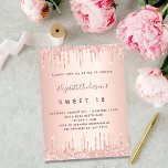Sweet 16 rose gold pink drips 16th birthday invitation<br><div class="desc">A modern,  stylish and glamourous invitation for a girl's Sweet 16,  16th birthday party.  A rose gold background with drips,  paint drip look. The name is written with a modern dark rose gold coloured hand lettered style script.  Personalise and add your party details.</div>