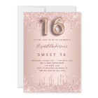 Sweet 16 rose gold pink glitter 16th birthday