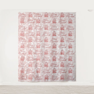 Sweet 16 Rose Gold Step and Repeat Party Tapestry