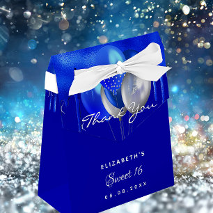 Sweet 16 royal blue balloons thank you  favour box