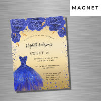 Sweet 16 royal blue gold dress florals luxury
