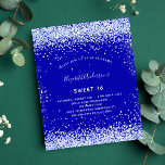 Sweet 16 royal blue white flyer invitation<br><div class="desc">Please note that this invitation is on flyer paper and very thin. Envelopes are not included. For thicker invitations (same design) please visit our store. A modern, stylish and glamourous invitation for a Sweet 16, 16th birthday party. A royal blue background, decorated with faux glitter sparkles. Personalise and add your...</div>