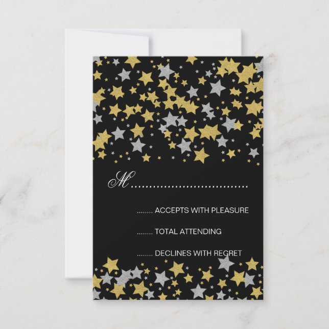 Sweet 16 RSVP Gold Silver Glitter Star Confetti (Front)